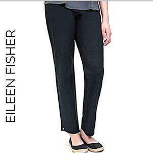 EILEEN FISHER Black Ankle Pants Side Zip Cotton sz Medium